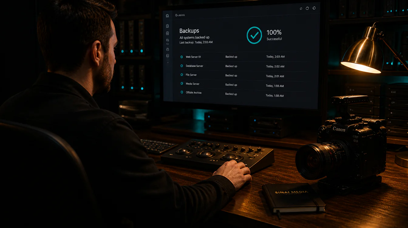 Managed Hosting supporting image showing managed hosting backup check for Sinai Media clients in Woodstock and the Atlanta area.