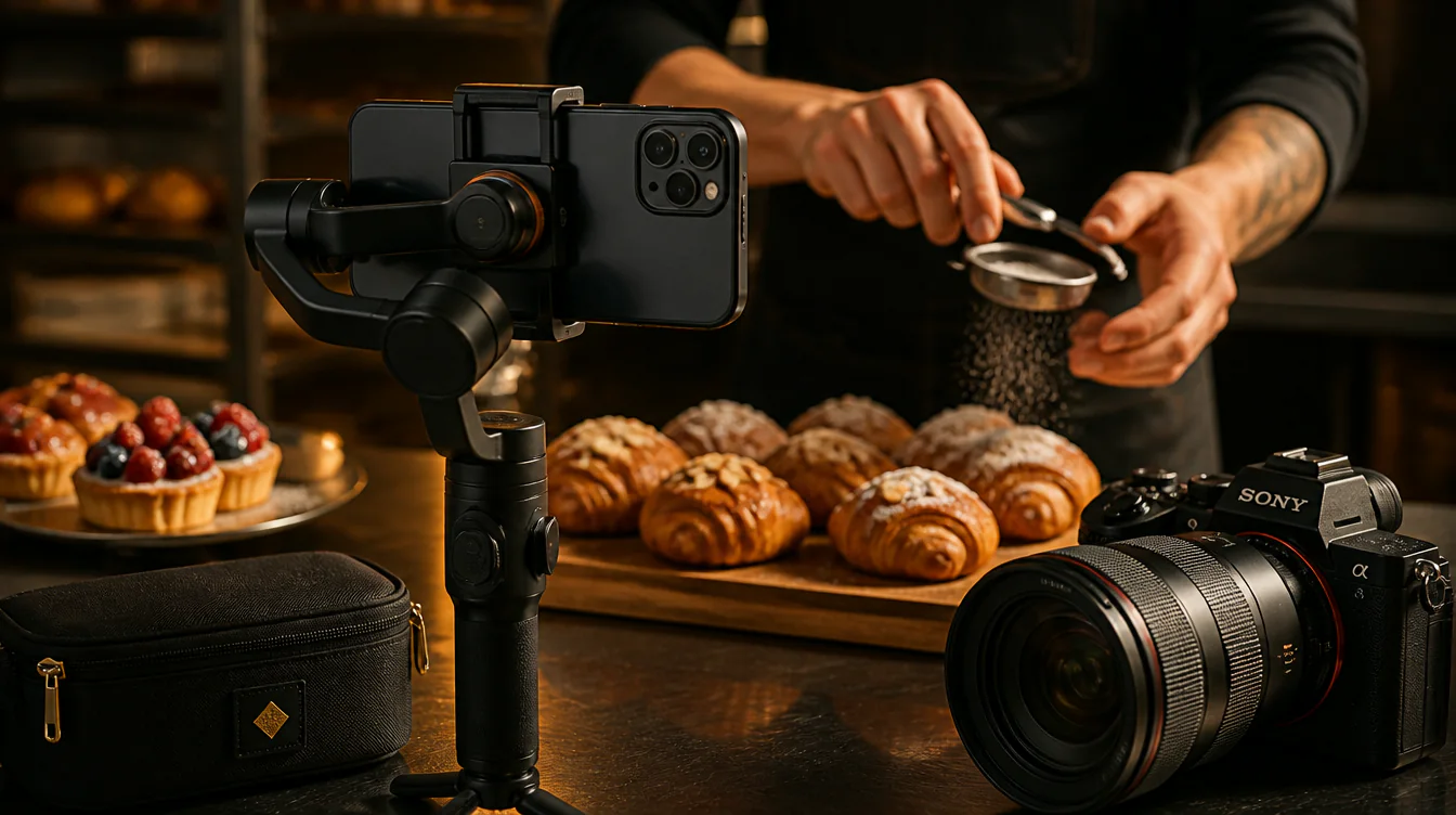 Momentum Marketing System supporting image showing short form bakery phone rig for Sinai Media clients in Woodstock and the Atlanta area.
